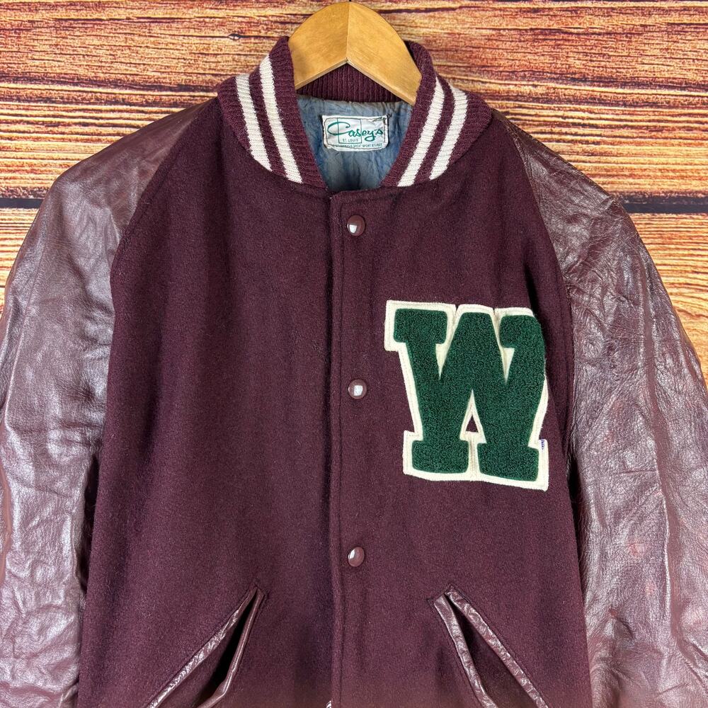 Vintage 1960s Washington University Burgundy & Green Letterman Jacket